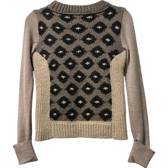Tory Burch Intarsia Mixed Knit Sweater Beige Alpaca Wool Blend‎ Size XS - $420 - Picture 2 of 5